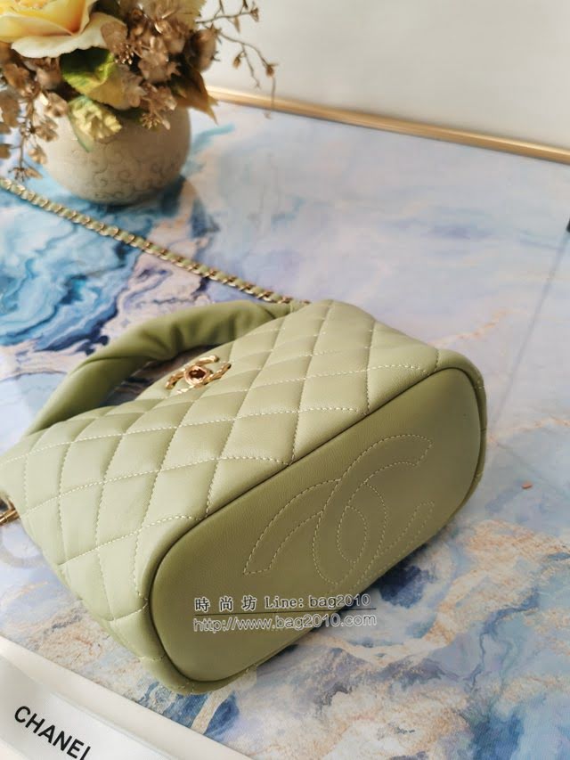 Chanel女包 香奈兒專櫃最新款羊皮金屬鏈條裝飾把柄桶包 Chanel手拎斜挎鏈條包  djc4143